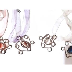 4 Abstract faux tiger eye necklace earring lot new vintage 90s